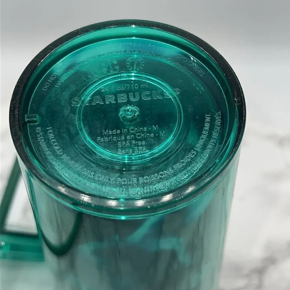 STARBUCKS Turquoise Wave Venti Cold Cup Tumbler with Straw-24 Oz